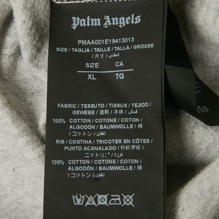 Pre Owned Palm Angels Grey Mélange Printed Cotton Crew Neck T-Shirt XL
