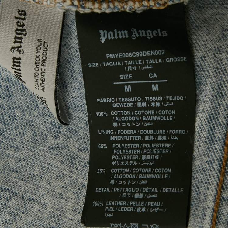 Pre Owned Palm Angels Blue Logo Print Denim Jacket M