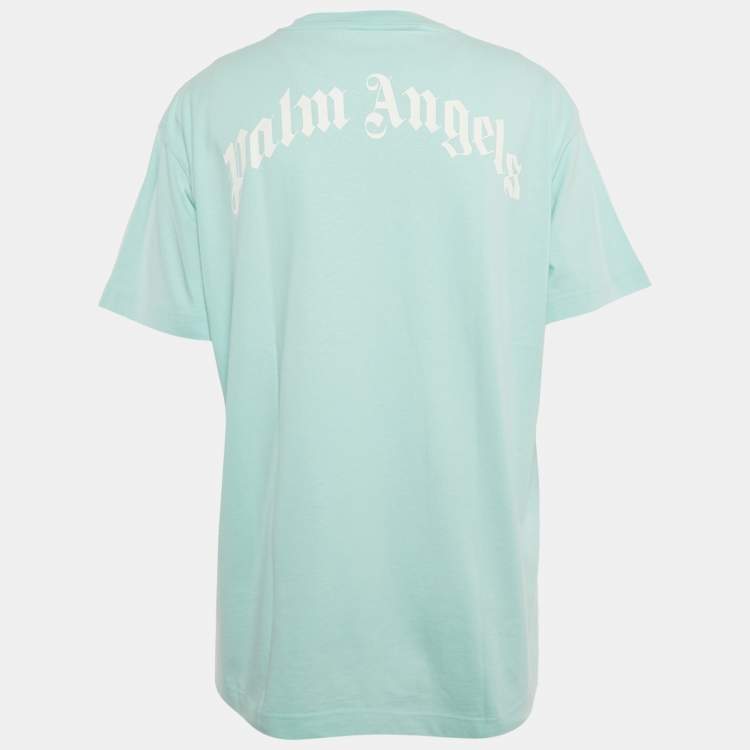 Pre Owned Palm Angels Gnawed Blue Shark Print Cotton T-Shirt XL 