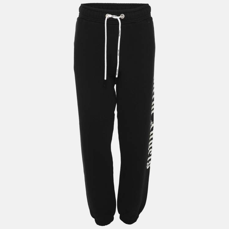 Pre Owned Palm Angels Black Graphic Print Jersey Jogger Pants S