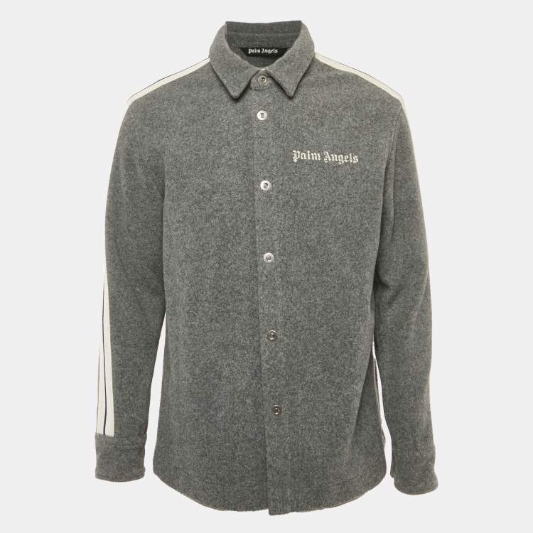Pre Owned Palm Angels Grey Wool Blend Band Detail Track Shirt M