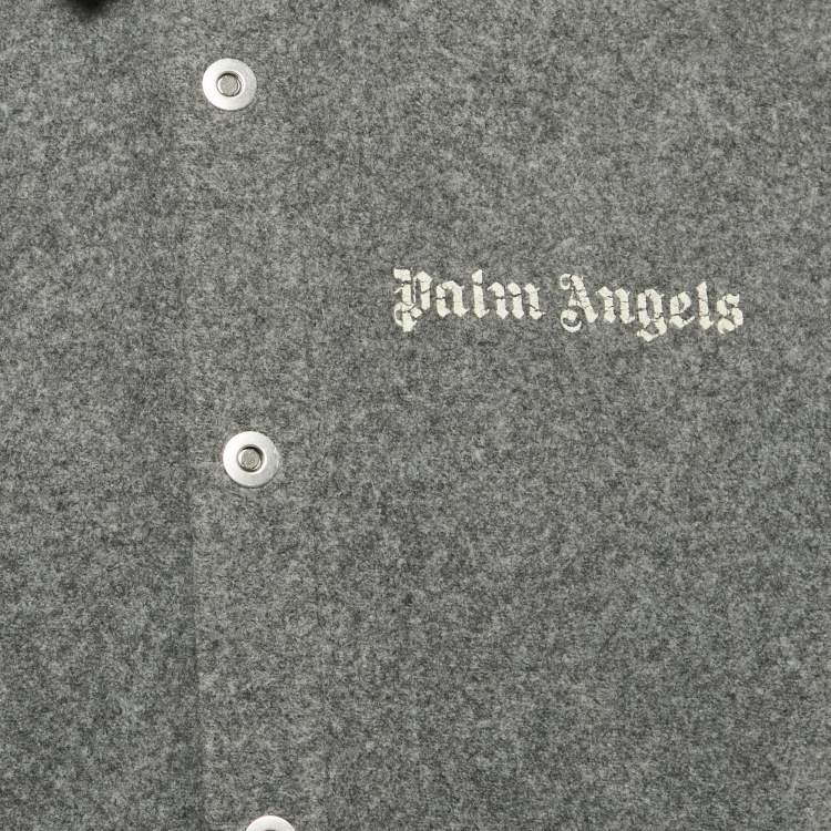 Pre Owned Palm Angels Grey Wool Blend Band Detail Track Shirt M