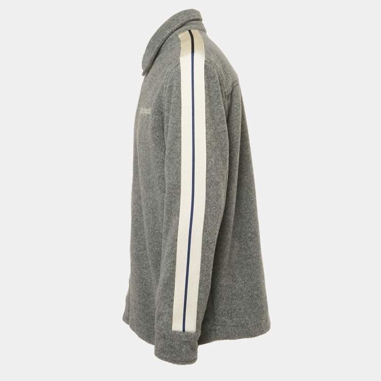 Pre Owned Palm Angels Grey Wool Blend Band Detail Track Shirt M