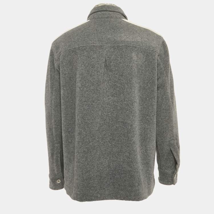 Pre Owned Palm Angels Grey Wool Blend Band Detail Track Shirt M