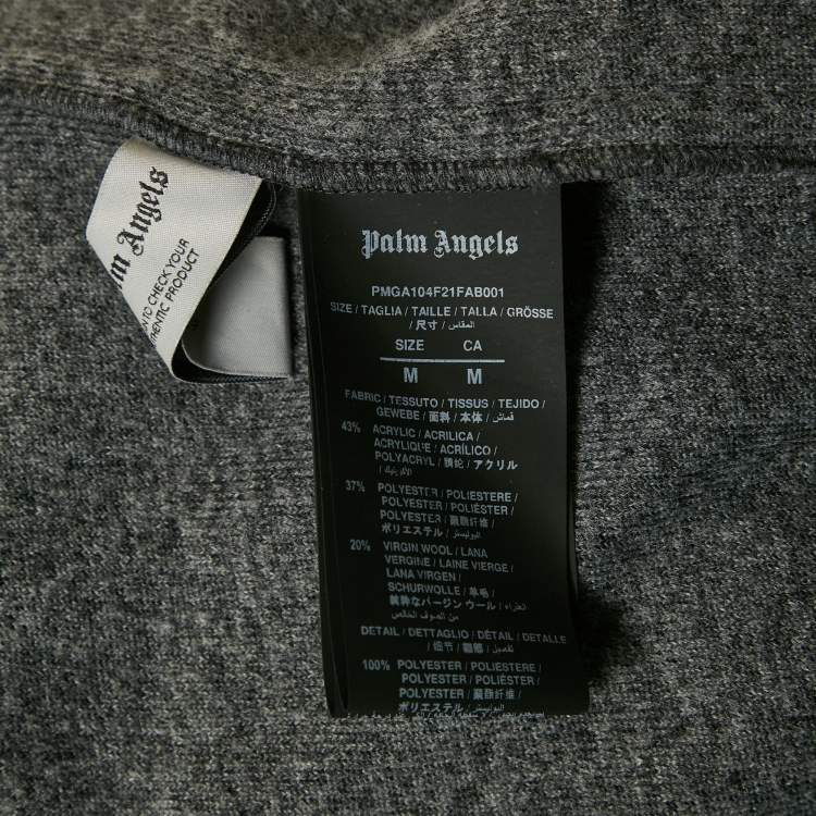Pre Owned Palm Angels Grey Wool Blend Band Detail Track Shirt M