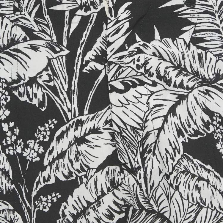 Pre Owned Palm Angels Black Parrots Print Crepe Shorts S