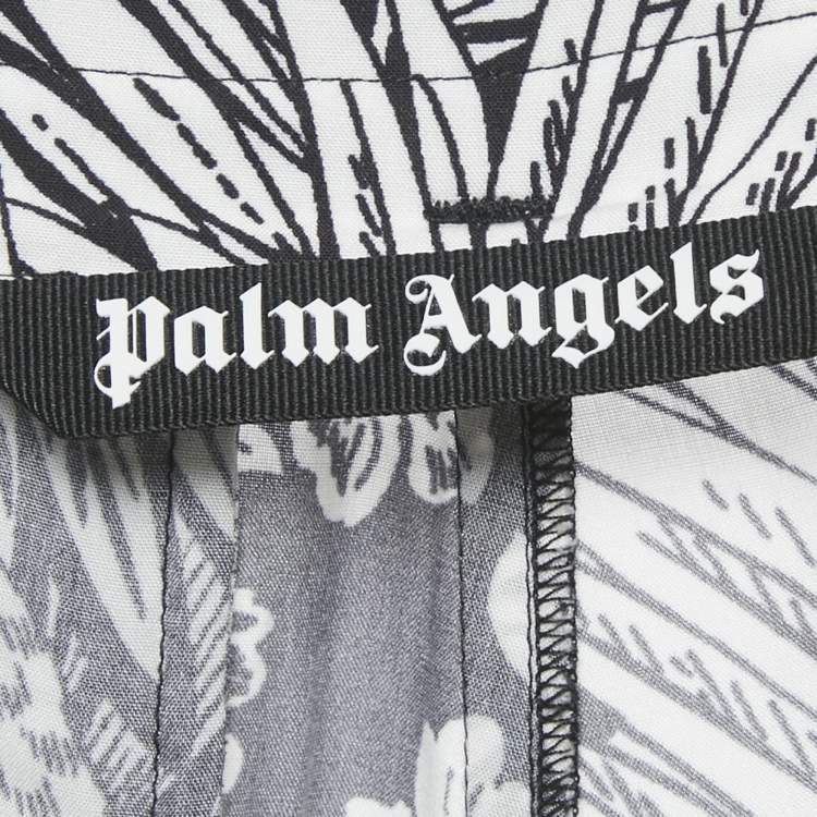 Pre Owned Palm Angels Black Parrots Print Crepe Shorts S