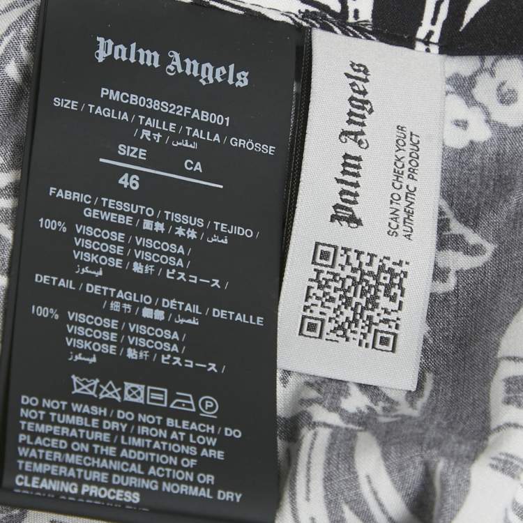 Pre Owned Palm Angels Black Parrots Print Crepe Shorts S