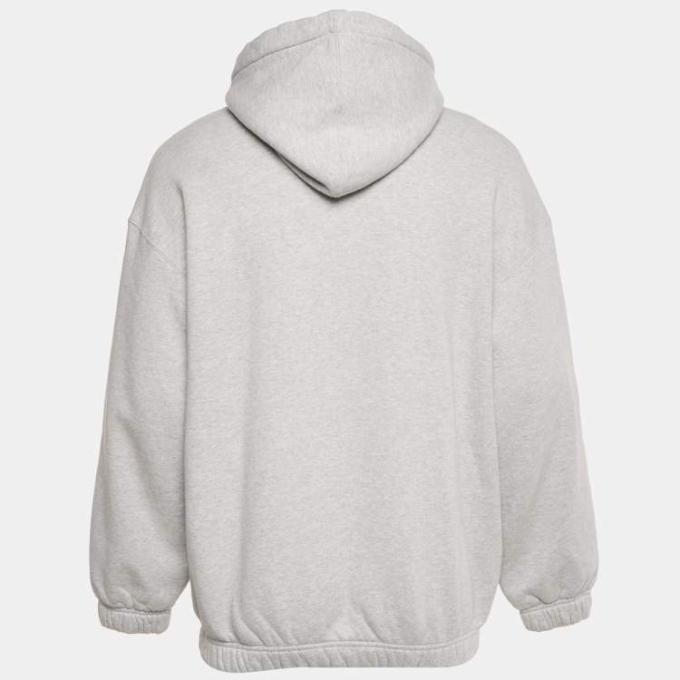 Pre Owned Palm Angels Grey Logo Print Cotton Hoodie XL