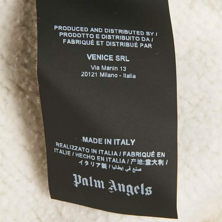 Pre Owned Palm Angels Grey Logo Print Cotton Hoodie XL