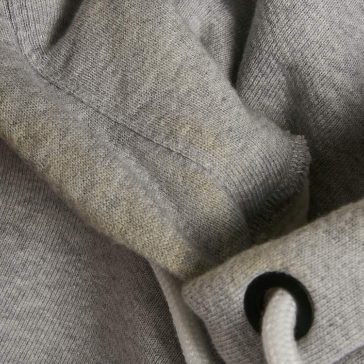 Pre Owned Palm Angels Grey Logo Print Cotton Hoodie XL