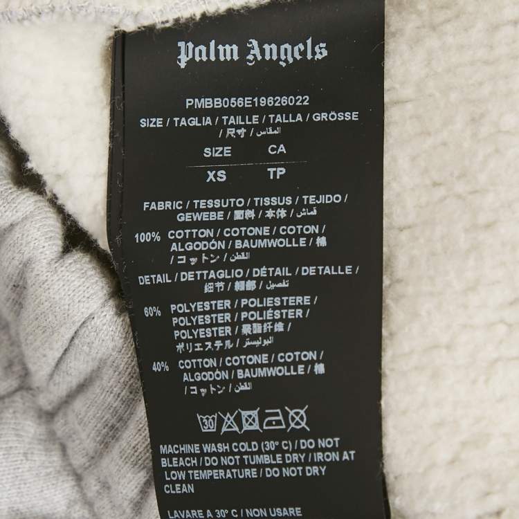 Pre Owned Palm Angels Grey Logo Print Cotton Hoodie XL