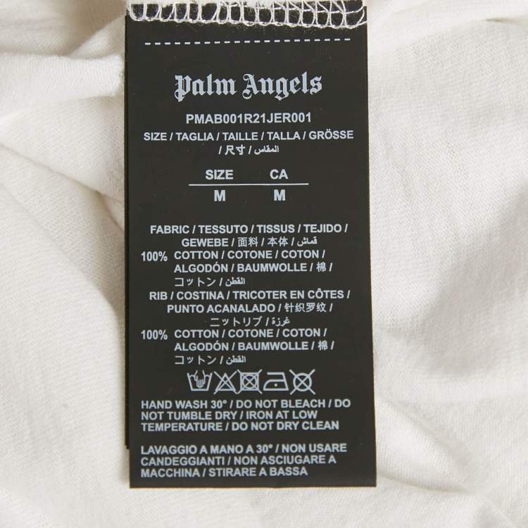 Pre Owned Palm Angels White Logo Print Jersey Long Sleeve T-Shirt M