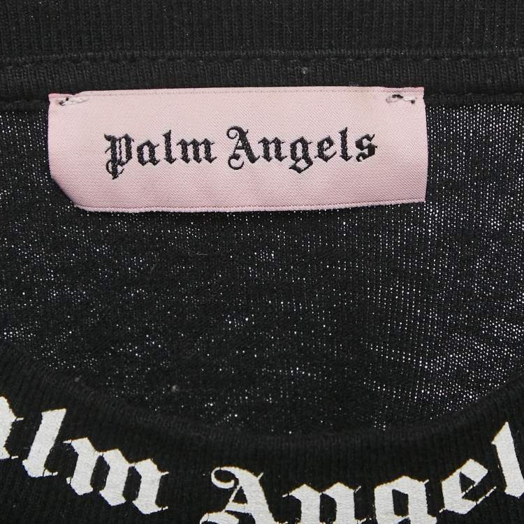 Pre Owned Palm Angels Black Logo Print Jersey Long Sleeve T-Shirt S