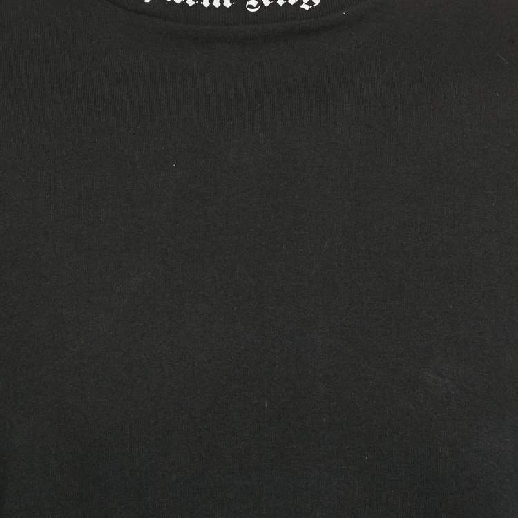 Pre Owned Palm Angels Black Logo Print Jersey Long Sleeve T-Shirt S