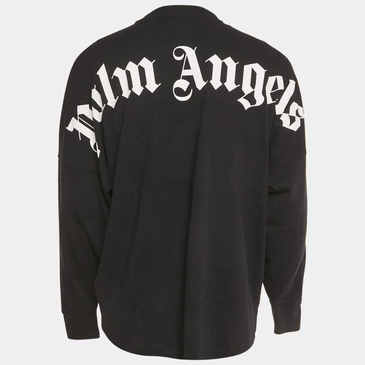 Pre Owned Palm Angels Black Logo Print Jersey Long Sleeve T-Shirt S