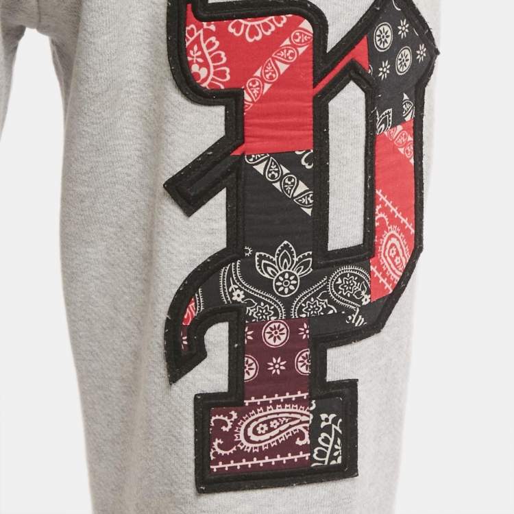 Pre Owned Palm Angels Grey Bandana Applique Cotton Joggers XS