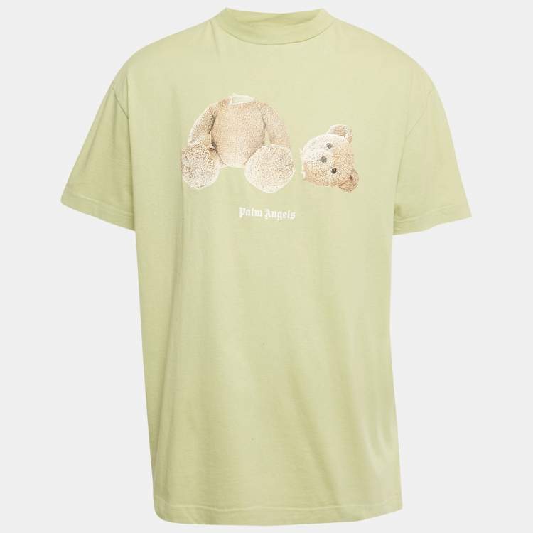 Pre Owned Palm Angels Green Teddy Print Jersey Crewneck T-Shirt XXL