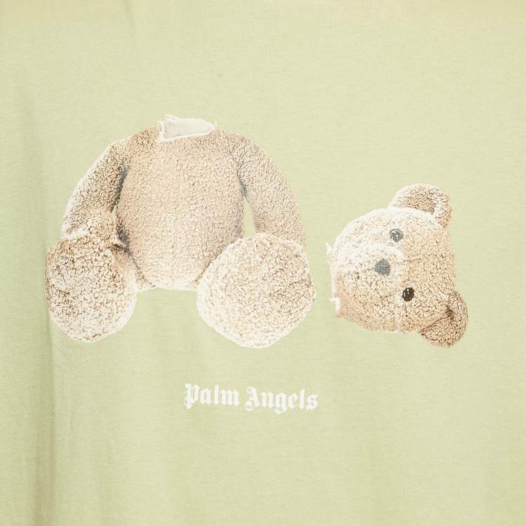 Pre Owned Palm Angels Green Teddy Print Jersey Crewneck T-Shirt XXL