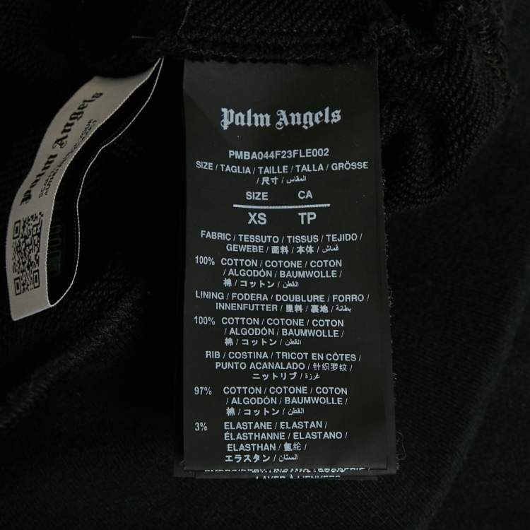 Pre Owned Palm Angels Black Logo Embroidered Cotton Half Zip Sweatshirt XS