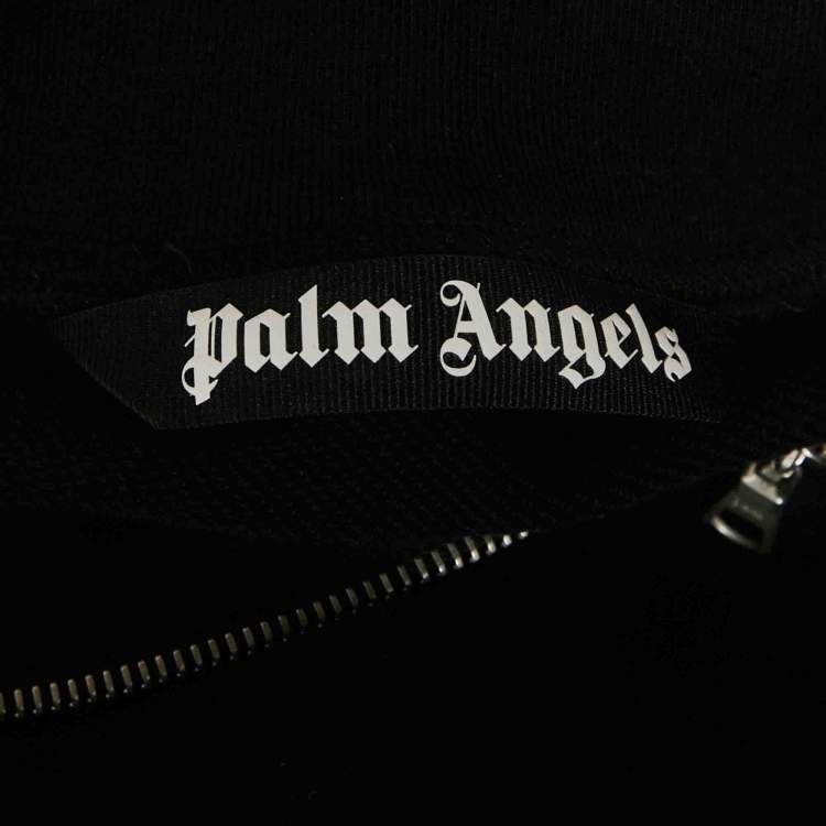 Pre Owned Palm Angels Black Logo Embroidered Cotton Half Zip Sweatshirt XS