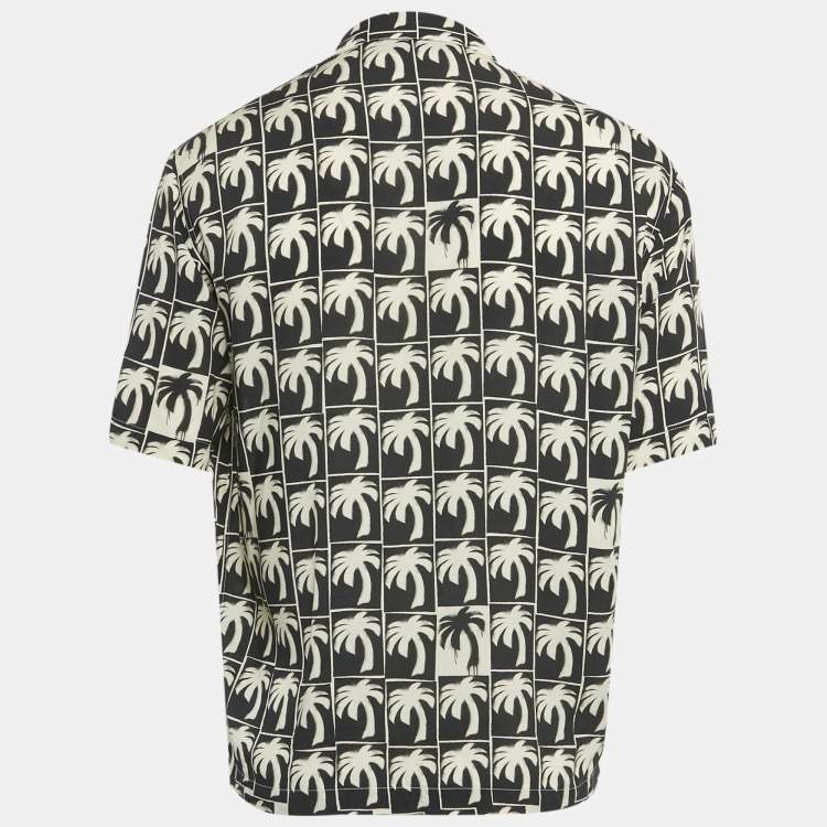 Pre Owned Palm Angels Black/White Palm Print Crepe Shirt M