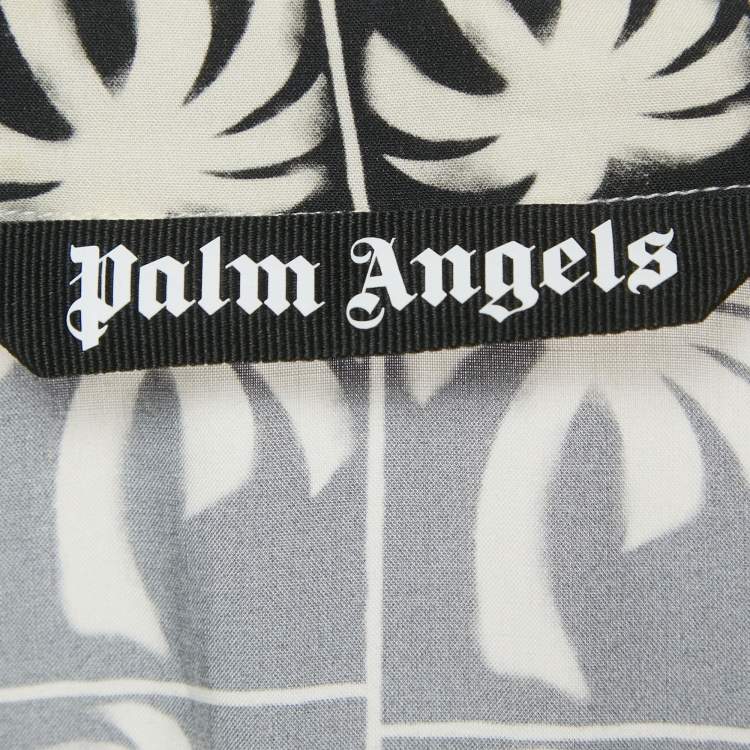 Pre Owned Palm Angels Black/White Palm Print Crepe Shirt M