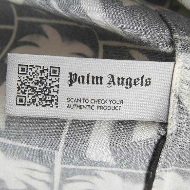 Pre Owned Palm Angels Black/White Palm Print Crepe Shirt M