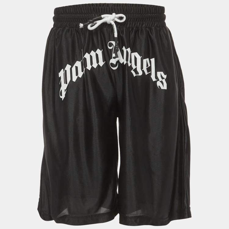 Pre Owned Palm Angels Black Logo Print Jersey Shorts XL