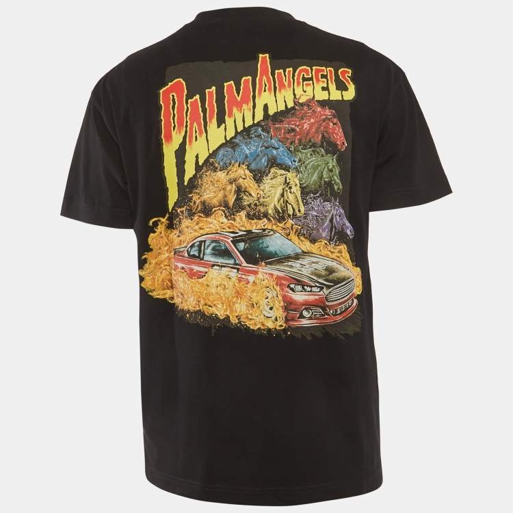 Pre Owned Palm Angels Black Back Printed Cotton T-Shirt M