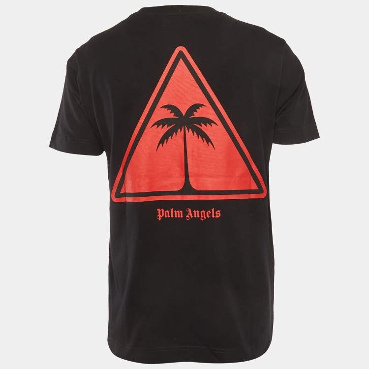Pre Owned Palm Angels Black Printed Jersey Crewneck T-Shirt M