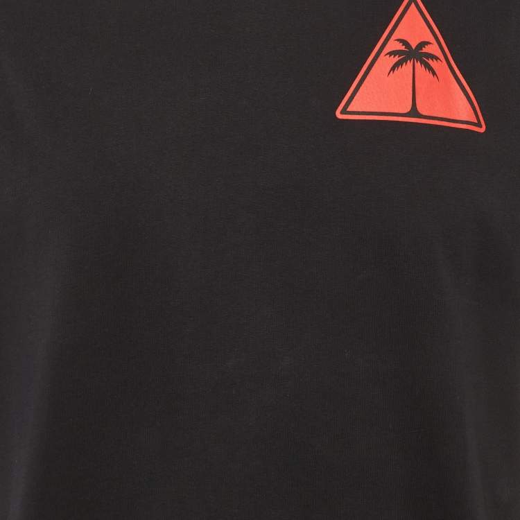 Pre Owned Palm Angels Black Printed Jersey Crewneck T-Shirt M