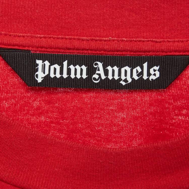 Pre Owned Palm Angels Red Logo Print Oversized Crew Neck T-Shirt L