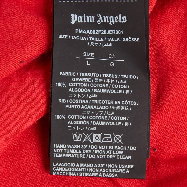 Pre Owned Palm Angels Red Logo Print Oversized Crew Neck T-Shirt L