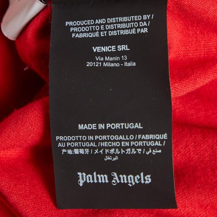Pre Owned Palm Angels Red Logo Print Oversized Crew Neck T-Shirt L