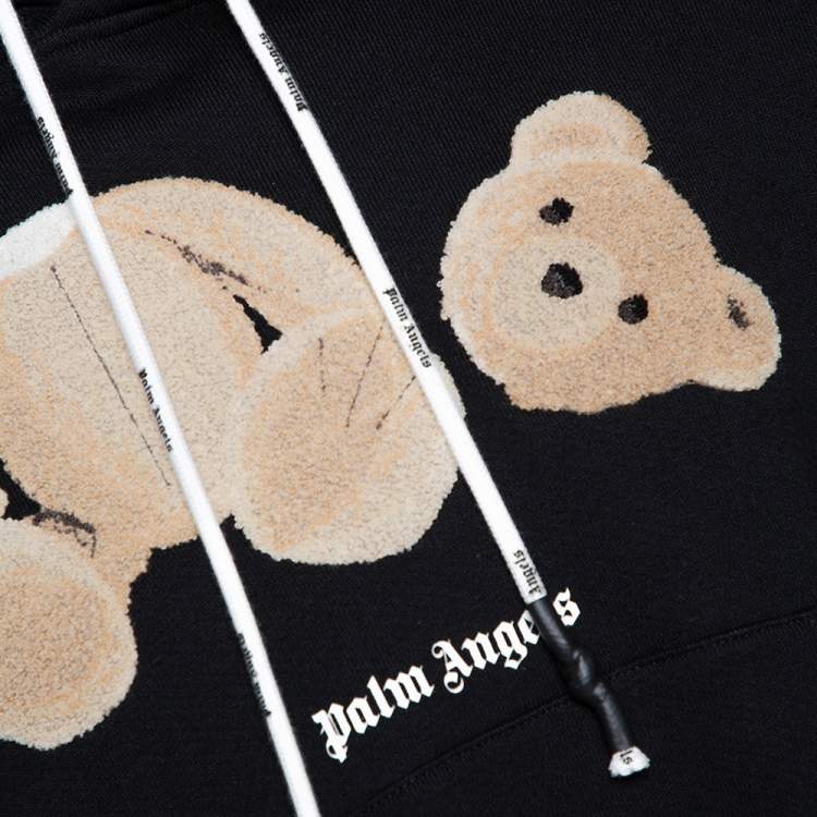 Pre Owned Palm Angels Black Kill The Bear Embroidered Cotton Hoodie M