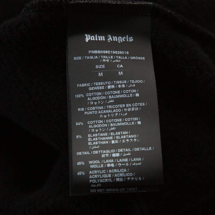 Pre Owned Palm Angels Black Kill The Bear Embroidered Cotton Hoodie M