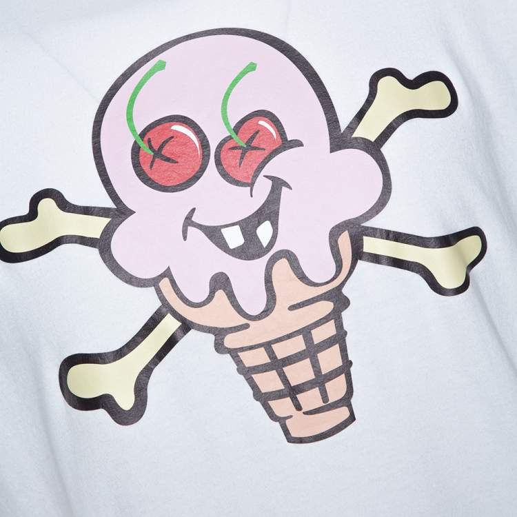 Pre Owned Palm Angels X Ice Cream White Skull Print Cotton T-Shirt L