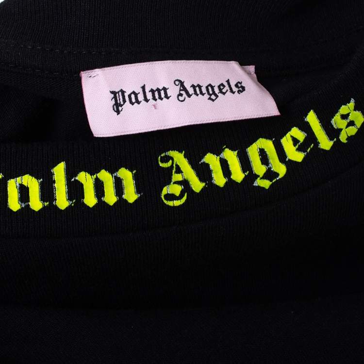 Pre Owned Palm Angels Black Logo Print Cotton Long Sleeve T-Shirt M