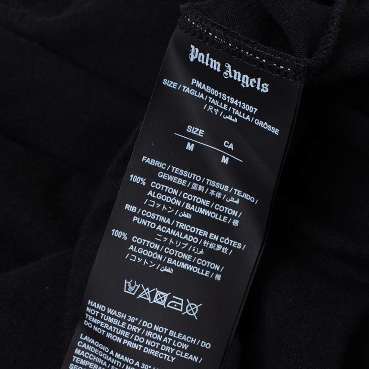 Pre Owned Palm Angels Black Logo Print Cotton Long Sleeve T-Shirt M