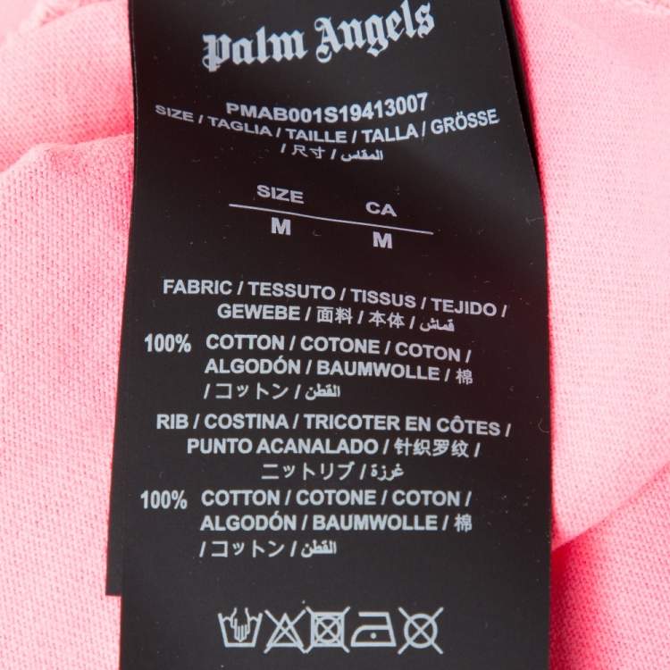 Pre Owned Palm Angels Neon Pink Logo Print Cotton Long Sleeve T-Shirt M