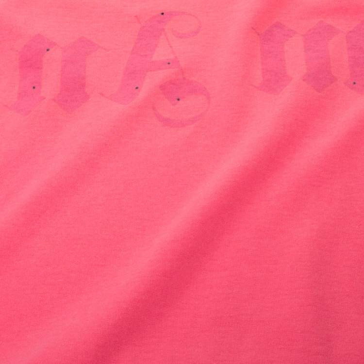 Pre Owned Palm Angels Neon Pink Logo Print Cotton Long Sleeve T-Shirt M