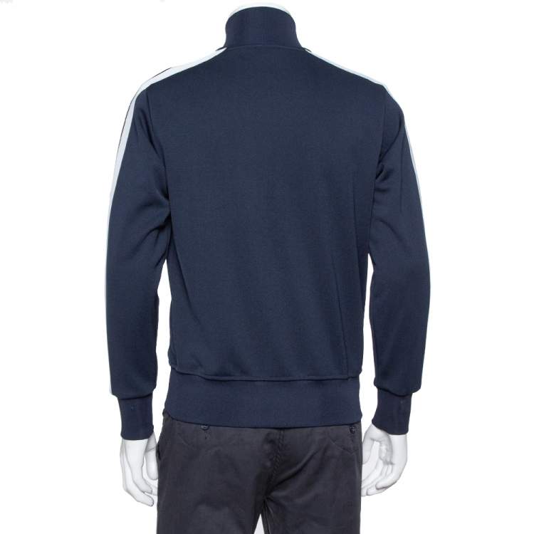 Pre Owned Palm Angels Navy Blue Jersey Contrast Trim Detail  Track Jacket M