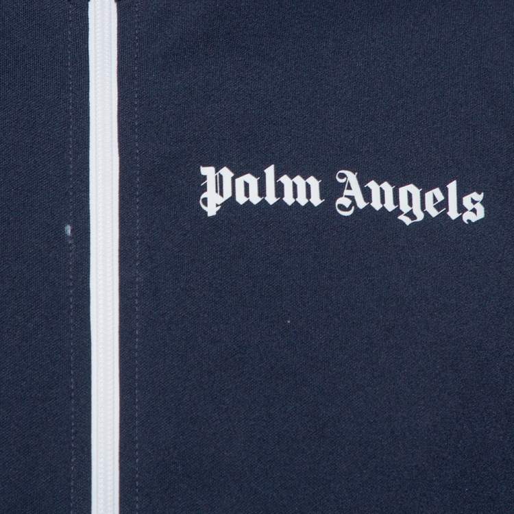 Pre Owned Palm Angels Navy Blue Jersey Contrast Trim Detail  Track Jacket M