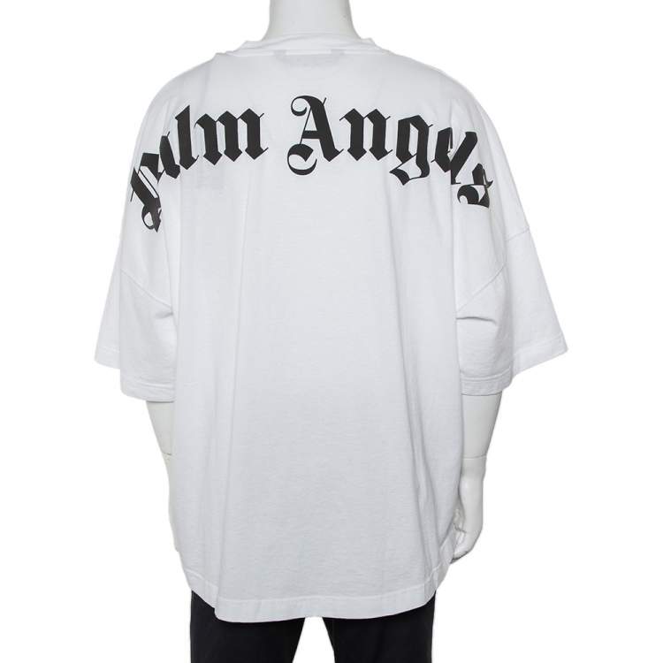 Pre Owned Palm Angels White Cotton Classic Logo Oversized T-Shirt XXL