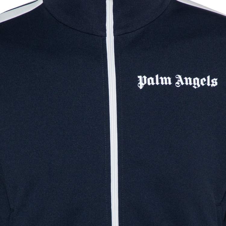 Pre Owned Palm Angels Navy Blue Jersey Strip Detail Track Jacket S