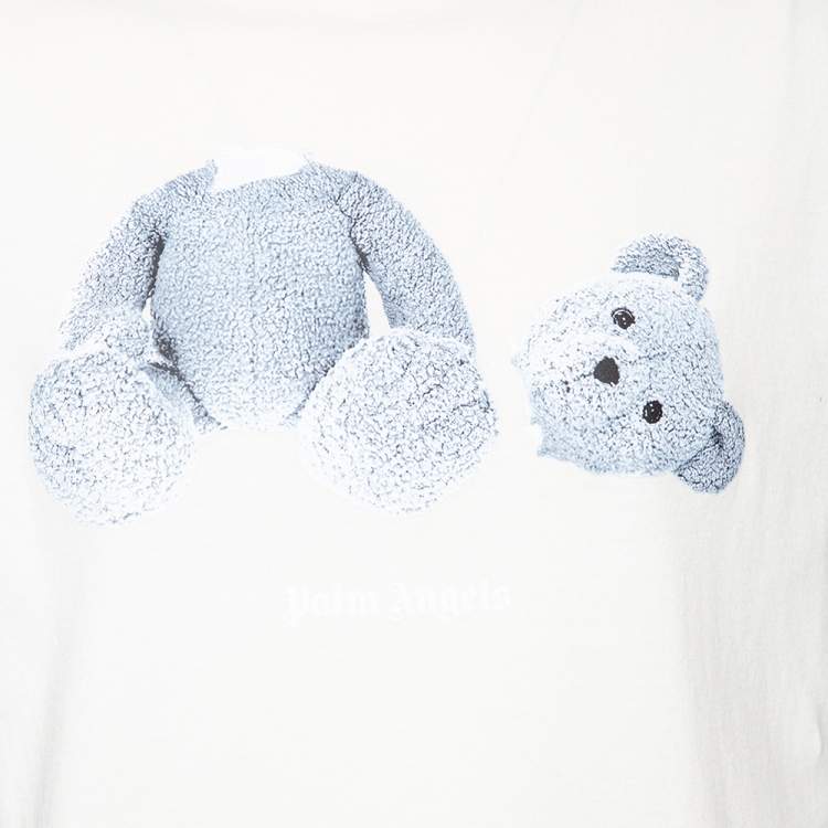 Pre Owned Palm Angels Off White Cotton Ice Bear Print Crew Neck T-Shirt L
