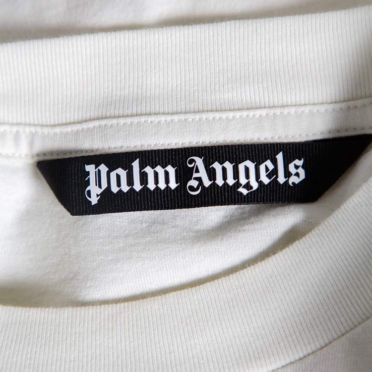Pre Owned Palm Angels Off White Cotton Ice Bear Print Crew Neck T-Shirt L