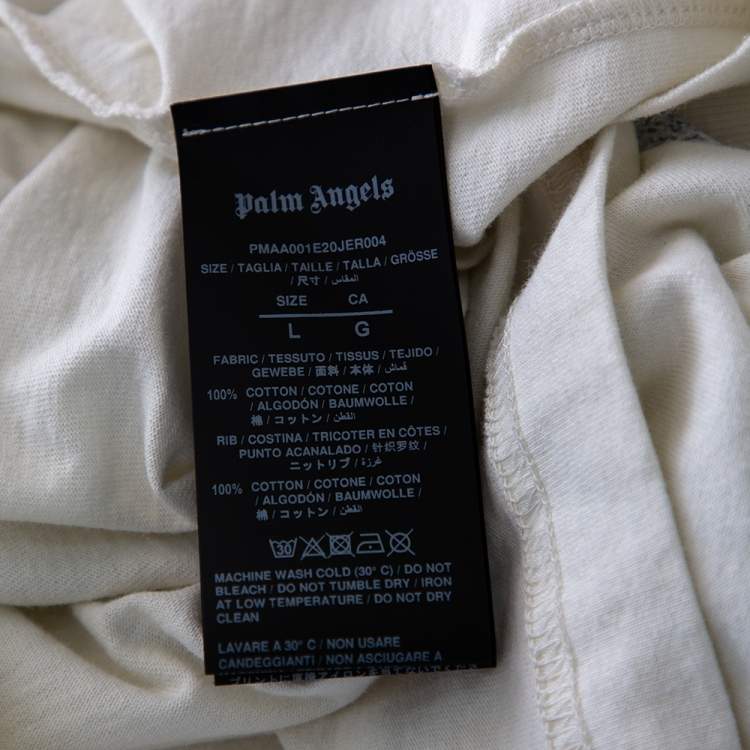 Pre Owned Palm Angels Off White Cotton Ice Bear Print Crew Neck T-Shirt L