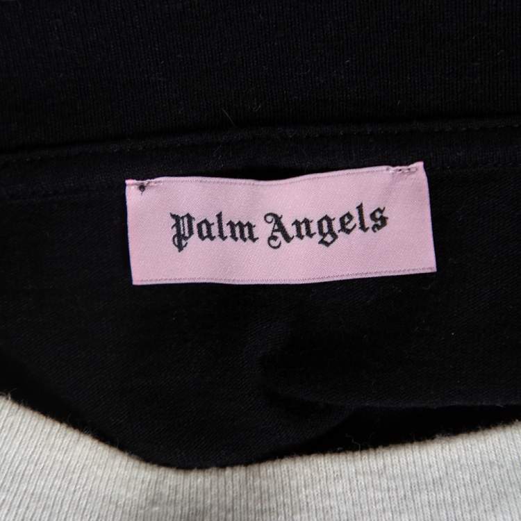 Pre Owned Palm Angels Black & White Cotton Thinking Skull Printed Round Neck T-Shirt L